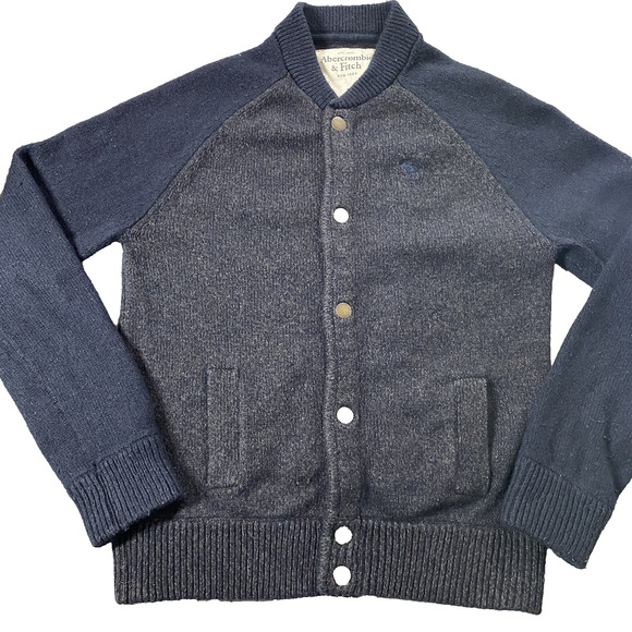 Abercrombie & Fitch Mens Medium Wool Blend Snap Front Raglan Cardigan Sweater - Picture 1 of 13